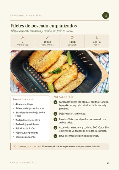 Página de la receta Filetes de pescado empanizados