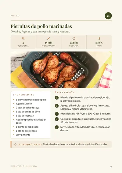 Página de la receta Piernitas de pollo marinadas